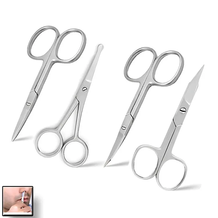 Stainless Steel Cuticle Nail Scissors Set Straight Curved Arrow Sharp And Safety Tip Manicure Grooming Tools