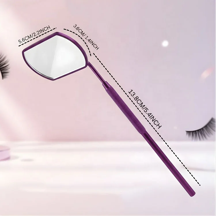 Stainless Steel Purple Coated Eyelash Mirror Anti Fog Dental Style Lash Extension Mirror For Precise Viewing