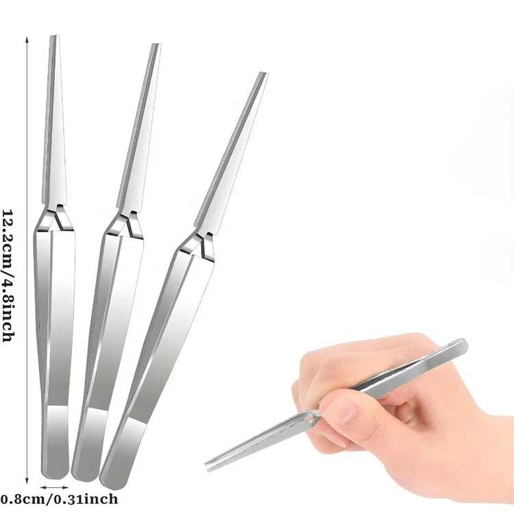 Stainless Steel Reverse Action Tweezers Self Closing Precision Tool For Eyelash Extension Eyebrow Chin And Nose Hair Plucking