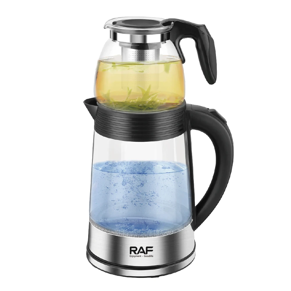 Raf 1500w Electric Kettle Glass Electric Kettle Tea Maker 2 In 1 Kettle 1.0l Plus 2.0l Capacity Borosilicate Glass Auto Off