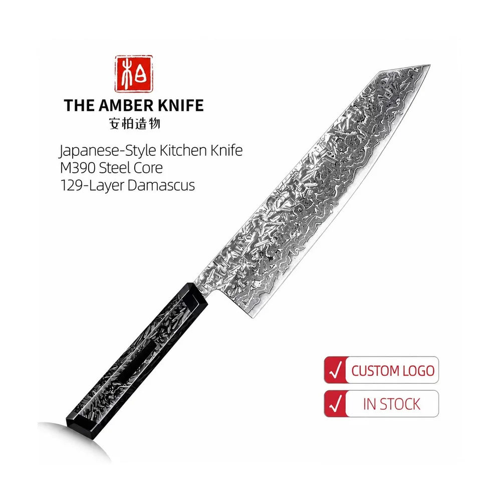 M390 Powder Steel Kitchen Knife 129-layers Damascus Hand Forged Japanese Carbon Steel Kiritsuke Knives Resin Handle Cooking Tool