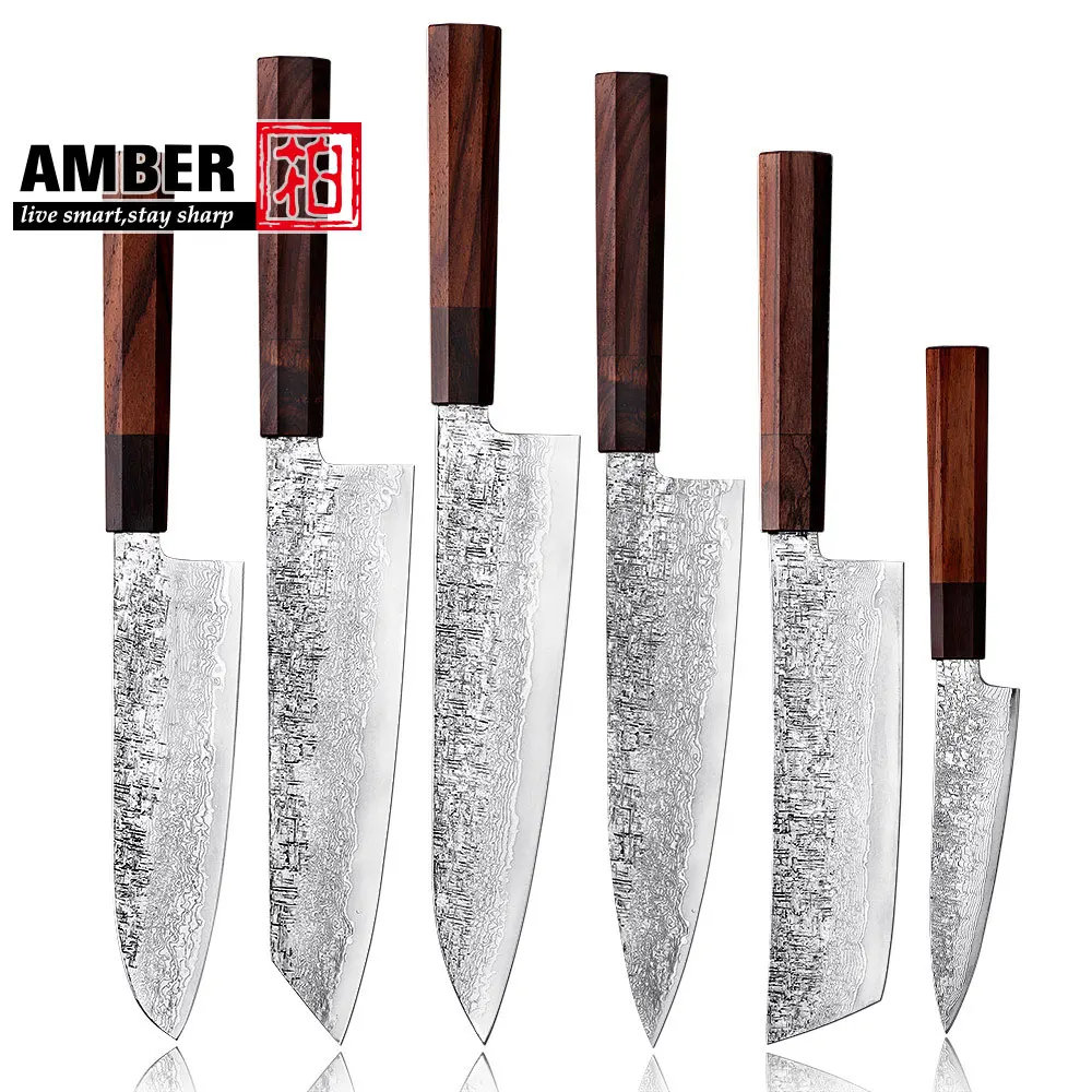 Vg10 Damascus Steel 8 Inch Ultra Sharp Kitchen Knife Real Forged Damascus Japanese Carving Chef Cleaver Kitchen Knives Set