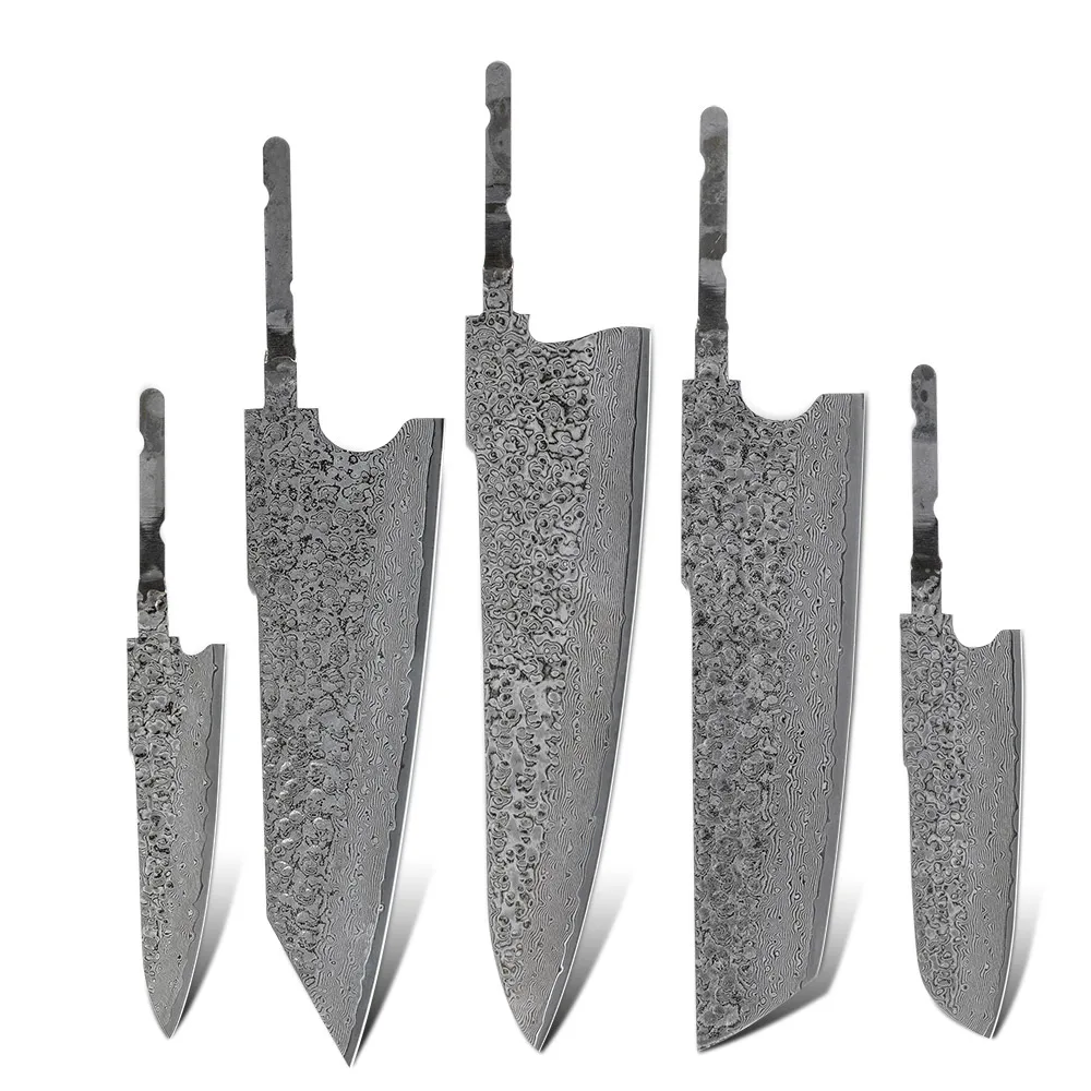 Japanese Chef Knife Blank Blade Damascus Steel High-hardness 60hrc Ambidextrous Vintage Style Up To 3.9in
