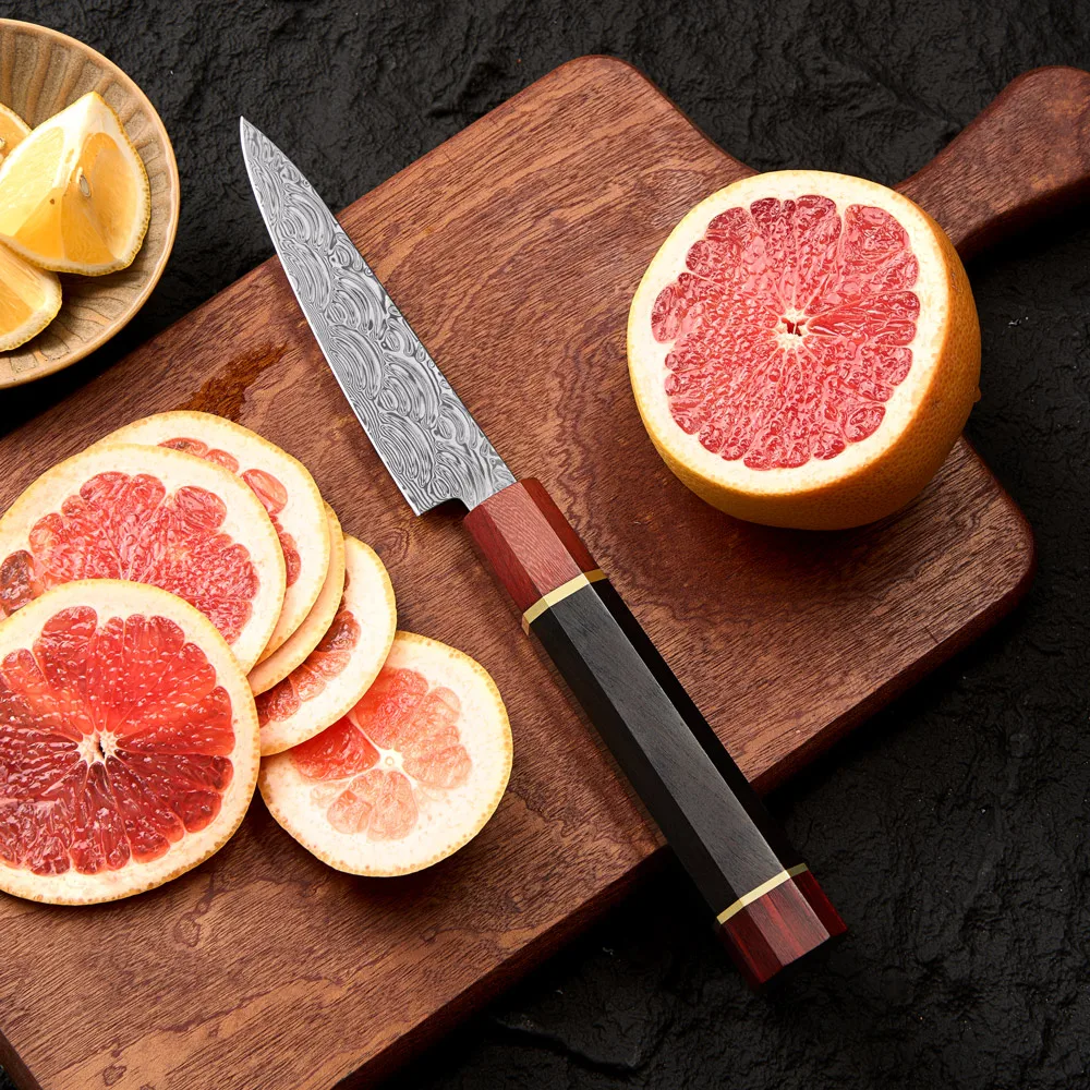 Amber New 110 Layers Coreless Damascus Steel Full Damascus Pattern Blade Sharpness Japanese Chef Kitchen Uitility Knife