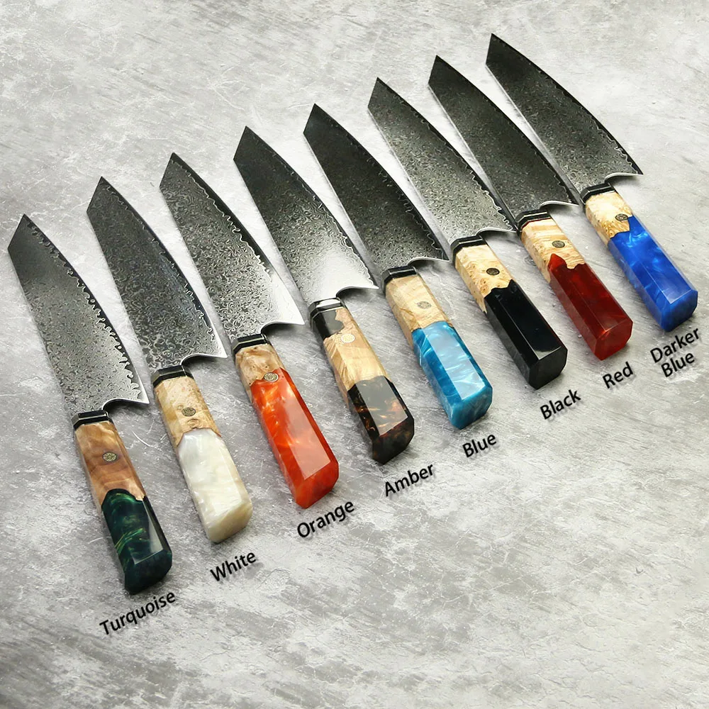 Amber 8" Japanese Vg-10 Kiritsuke Knife Damascus Steel Kitchen Professional Chef Knife Sharp Slicing Cleaver Cooking Tools