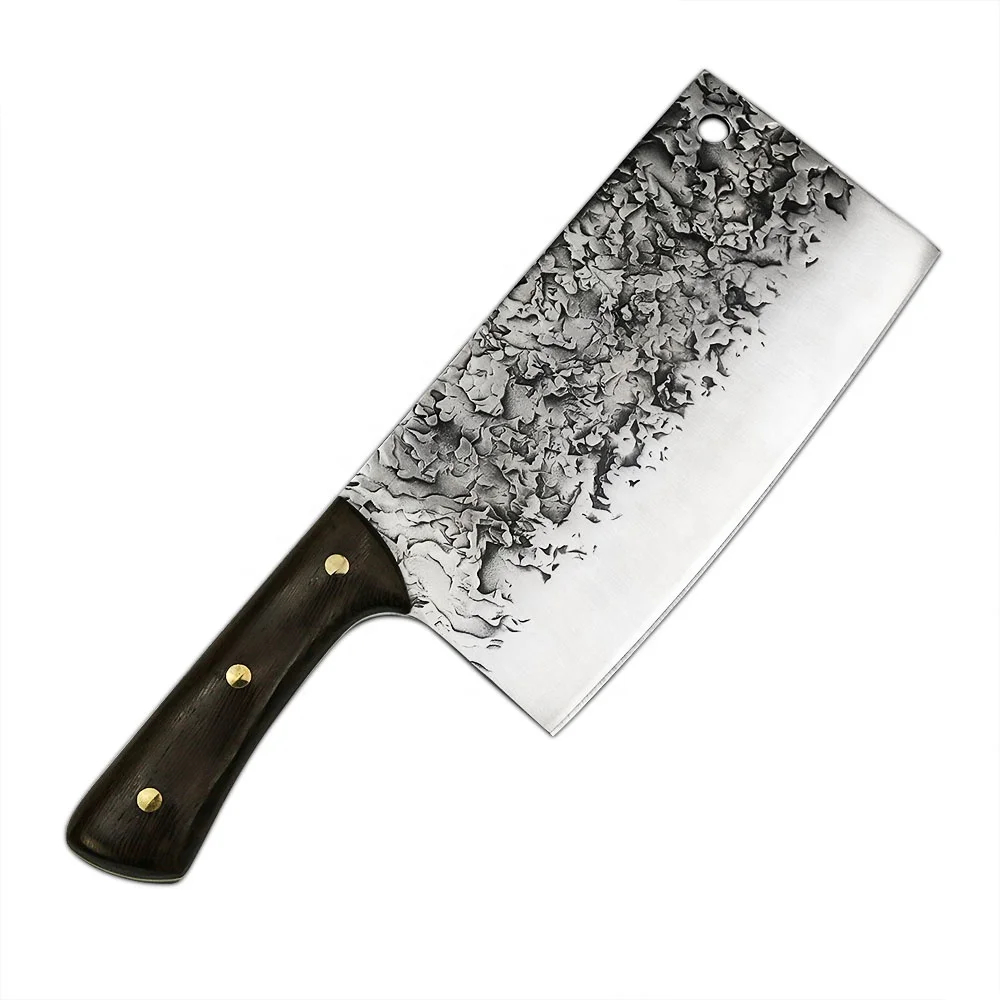 Custom 7.5 Inch Wood Handle Kitchen High Quality Chinese Cleaver Professional Chef Butcher Slaughter Knife
