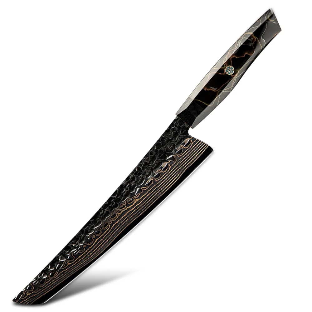 Amber Resin Handle Best Chef Knife Vg10 Copper Damascus Knife Sharp Japan Knife Kitchen