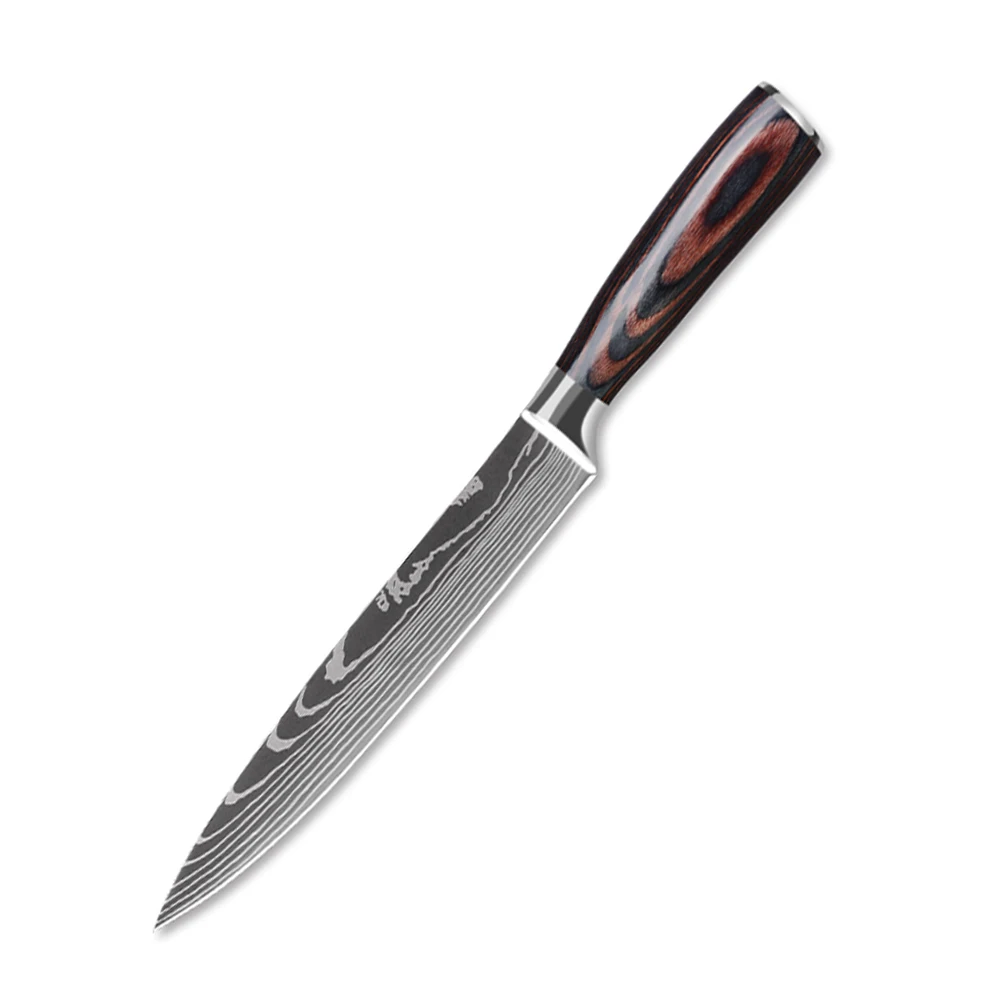 5 Inch Carbon Steel Laser Damascus Utility Knife Cleaver Meat Fruit Barbecue Easy Cutting Japanese Kitchen Knives Tools